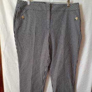 Anne Klein blue & white striped slim ankle pants